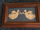 Folk Art Angels with Trumpets Paper Cutting Scherenschnitte Calico Apple signed & framed