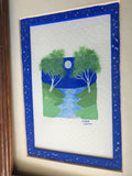 Jackie Ludtke Original American Landscape Painting - birch trees, water, full moon, stars
