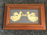 Folk Art Angels with Trumpets Paper Cutting Scherenschnitte Calico Apple signed & framed