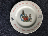 Wedgwood Peter Rabbit Child’s Plate Commemorating the 1982 Birth of Prince William to Princess Diana and Prince Charles