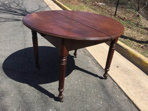 Antique Walnut Round Dining Table with great legs