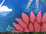 Vintage Haitian Folk Art Painting Jungle Scene signed Docteur Haiti