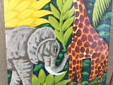Vintage Haitian Folk Art Painting Jungle Scene signed Docteur Haiti
