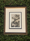 Hamlet original Shakespeare etching by Dale C. Bradley swine hog pig 1984
