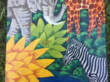 Vintage Haitian Folk Art Painting Jungle Scene signed Docteur Haiti