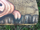 Hog Pig Portrait American Folk Art Painting signed
