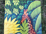 Vintage Haitian Folk Art Painting Jungle Scene signed Docteur Haiti