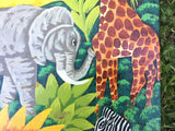 Vintage Haitian Folk Art Painting Jungle Scene signed Docteur Haiti