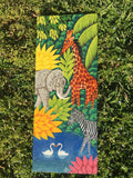 Vintage Haitian Folk Art Painting Jungle Scene signed Docteur Haiti