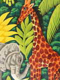 Vintage Haitian Folk Art Painting Jungle Scene signed Docteur Haiti