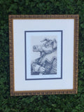 Hamlet original Shakespeare etching by Dale C. Bradley swine hog pig 1984