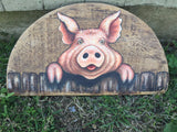 Hog Pig Portrait American Folk Art Painting signed