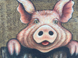 Hog Pig Portrait American Folk Art Painting signed