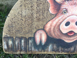 Hog Pig Portrait American Folk Art Painting signed