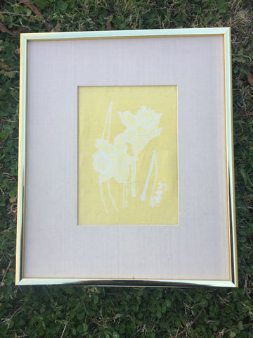Vintage Daffodils Jonquils American Batik Art Tibby Llewellyn Savannah Georgia 1981