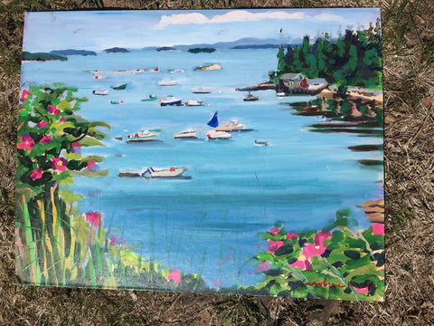 Stonington Maine Harbor Caroline Heald Coastal Nautical Scene Landscape Painting