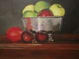 Fruit in Bowl Still Life Original Painting signed Nancy Todd Roberts - American