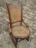 Antique American 19th Century Walnut Rocking Chair caned seat & back Beautiful
