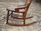 Antique American 19th Century Walnut Rocking Chair caned seat & back Beautiful