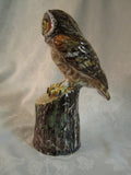 Vintage Italian Pottery Owl Sculpture Figurine on Tree Trunk Italy beautiful