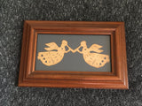 Folk Art Angels with Trumpets Paper Cutting Scherenschnitte Calico Apple signed & framed