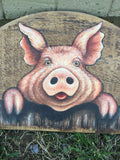 Hog Pig Portrait American Folk Art Painting signed