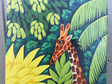 Vintage Haitian Folk Art Painting Jungle Scene signed Docteur Haiti