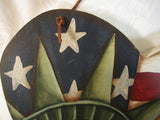 American Folk Art Heart Statue of Liberty & American Flag painted wood Va artist