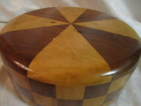 Vintage Large Wood Bowl MCM Op Art Geometric checkerboard pinwheel pattern