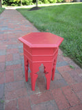Vintage Small Moroccan Occasional Table hexagonal (oak ?) painted pink exotic