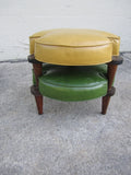 2 MCM Danish Style Stacking Stools upholstered cushions orig condition Blast Off