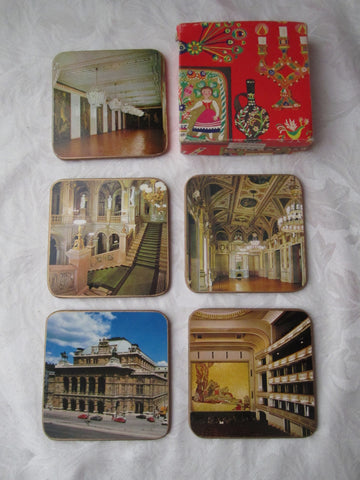 Vienna Wien Opera House Set of 5 Vintage Coasters Made in Austria