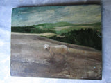Sheep in Landscape Original Painting on Canvas signed Pauline Wilder unframed