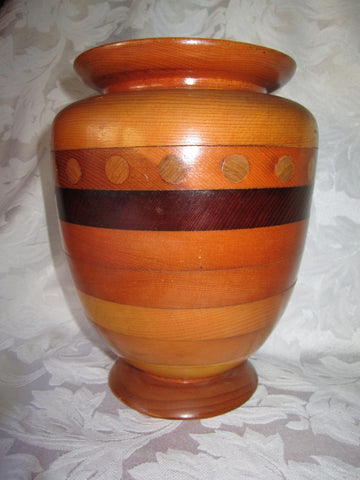 Modern Vintage Turned Wood Vase Urn American signed dated Woodturning 1970s