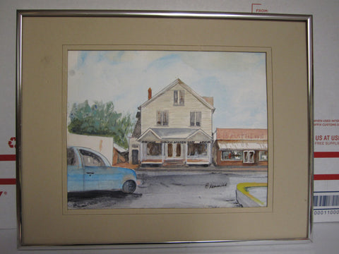 Gen Stanley Lot of 4 Miniature Watercolors Matted and Framed