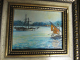 Vintage Sailboats Nautical Original Painting Dorothy Thomas 1968