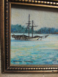 Vintage Sailboats Nautical Original Painting Dorothy Thomas 1968